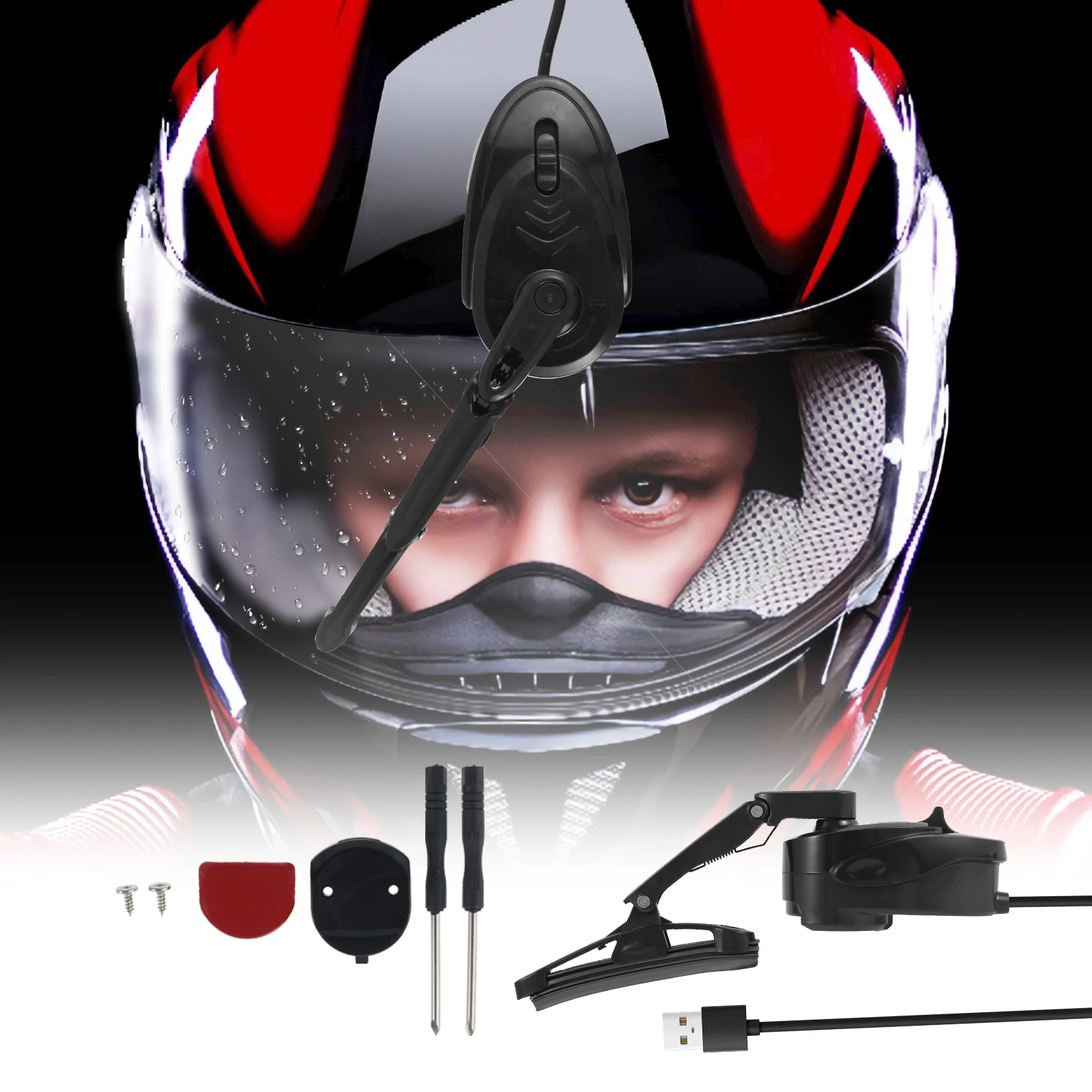 

ABS Mini Helmet Wiper Semi Automatic High Toughness Motorcycle Helmet Wiper USB Powered Electric Helmet Wiper Motor Accessories