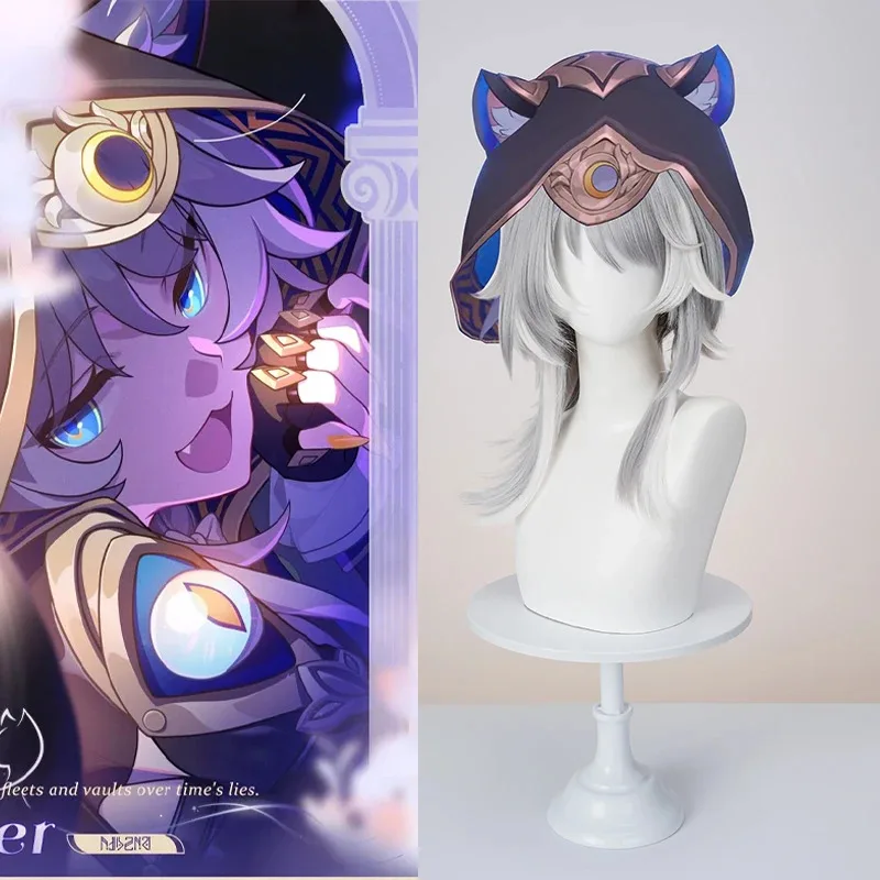 

qa156Honkai Star Rail Cipher Cosplay Wig Cifera Gray White Long Hair Amphoreus Halloween Party for Women Girls Carnival Props