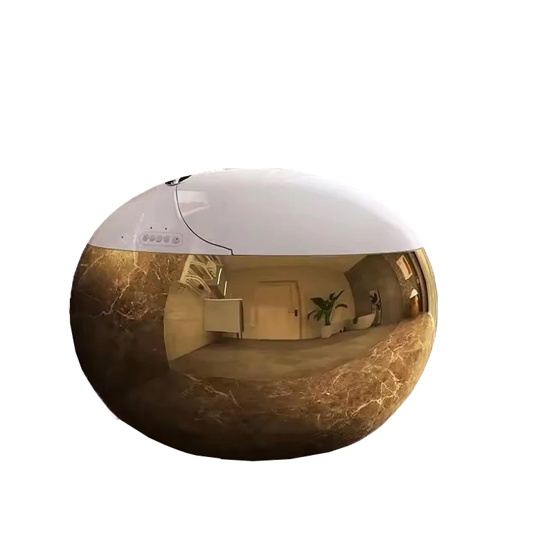 

New Design Electric One Piece tank Less Round Egg Shape Intelligent Automatic Sensor Flushing Gold Color Smart Toilet