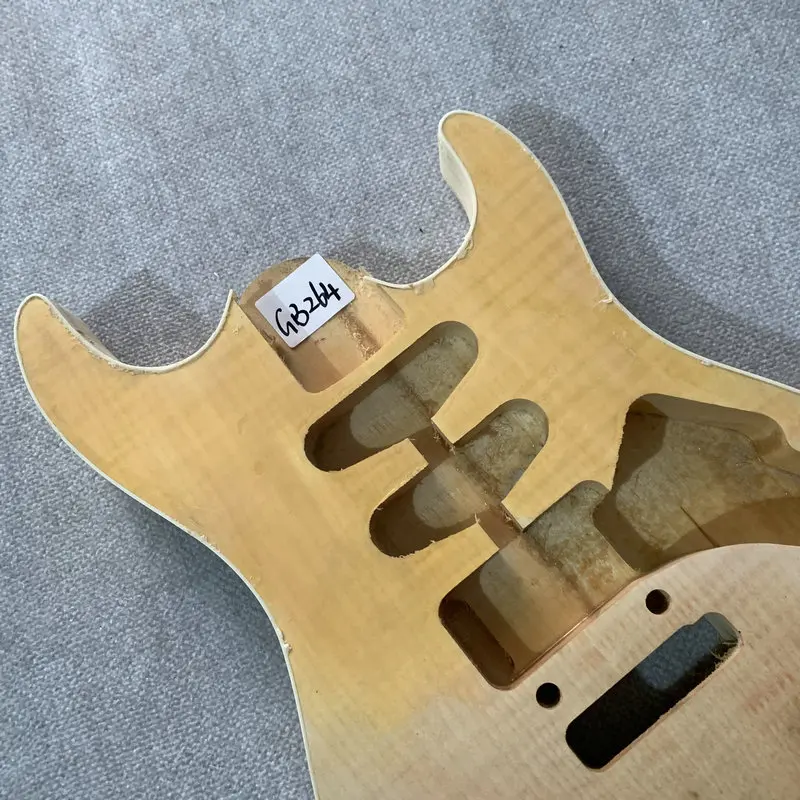 Unfinished Electric Guitar Body Flamed Top Solid Basswood SSH Pickups Two Point Fixed Tremolo Style  DIY Guitar Parts  GB264