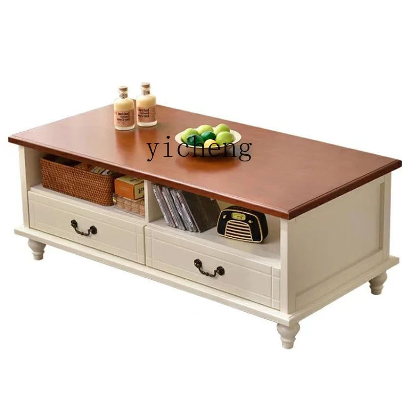 XL solid wood coffee table living room household small apartment multi-functional tea table dining table