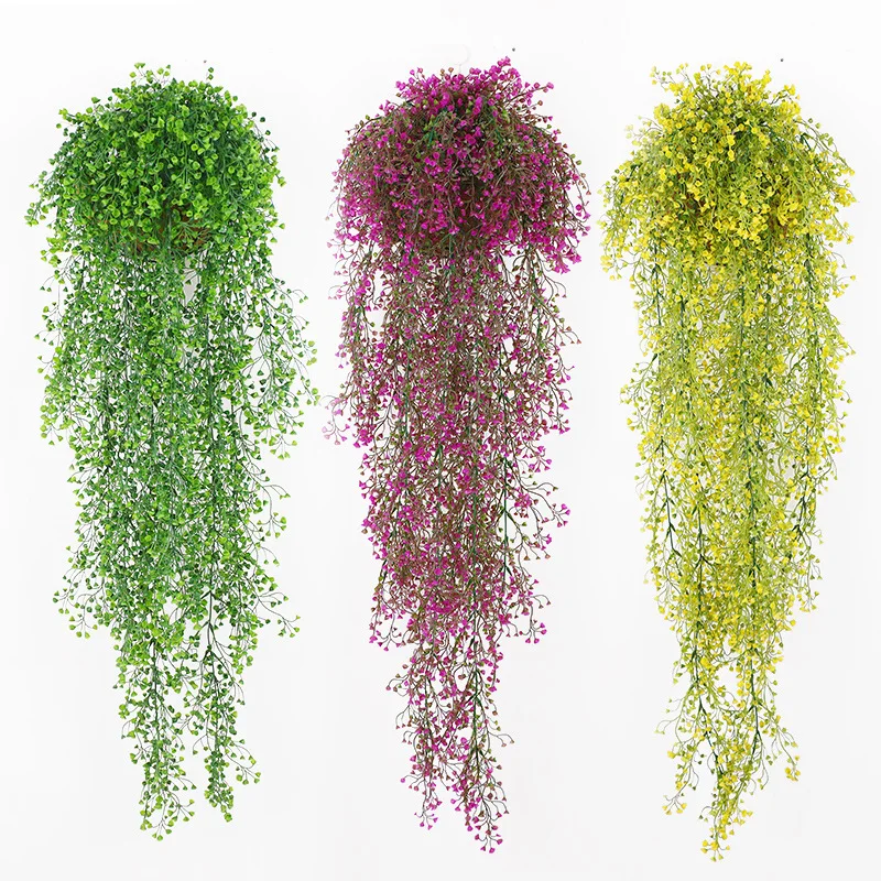 2pcs Artificial Ivy Vine Fake Hanging Wall Willow Rattan Leaves Plastic Garland Grass for Air Conditioning Home Garden Decor - view 6