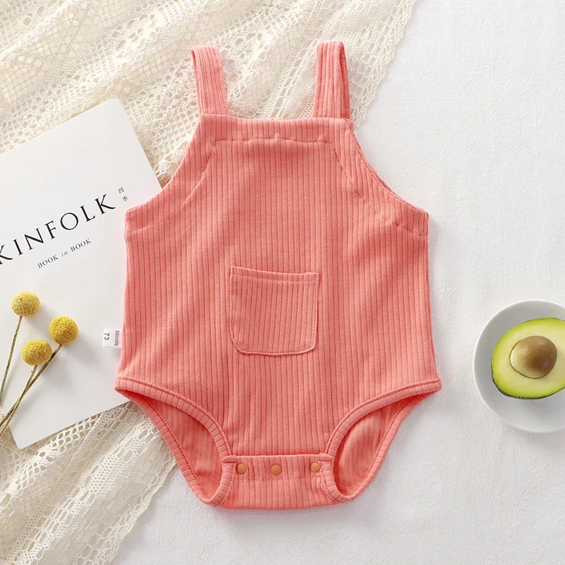 محبوك شريط الطفل رومبير الوليد طفلة الصبي ملابس الصيف طفل أكمام حللا طفل Playsuit قطعة واحدة