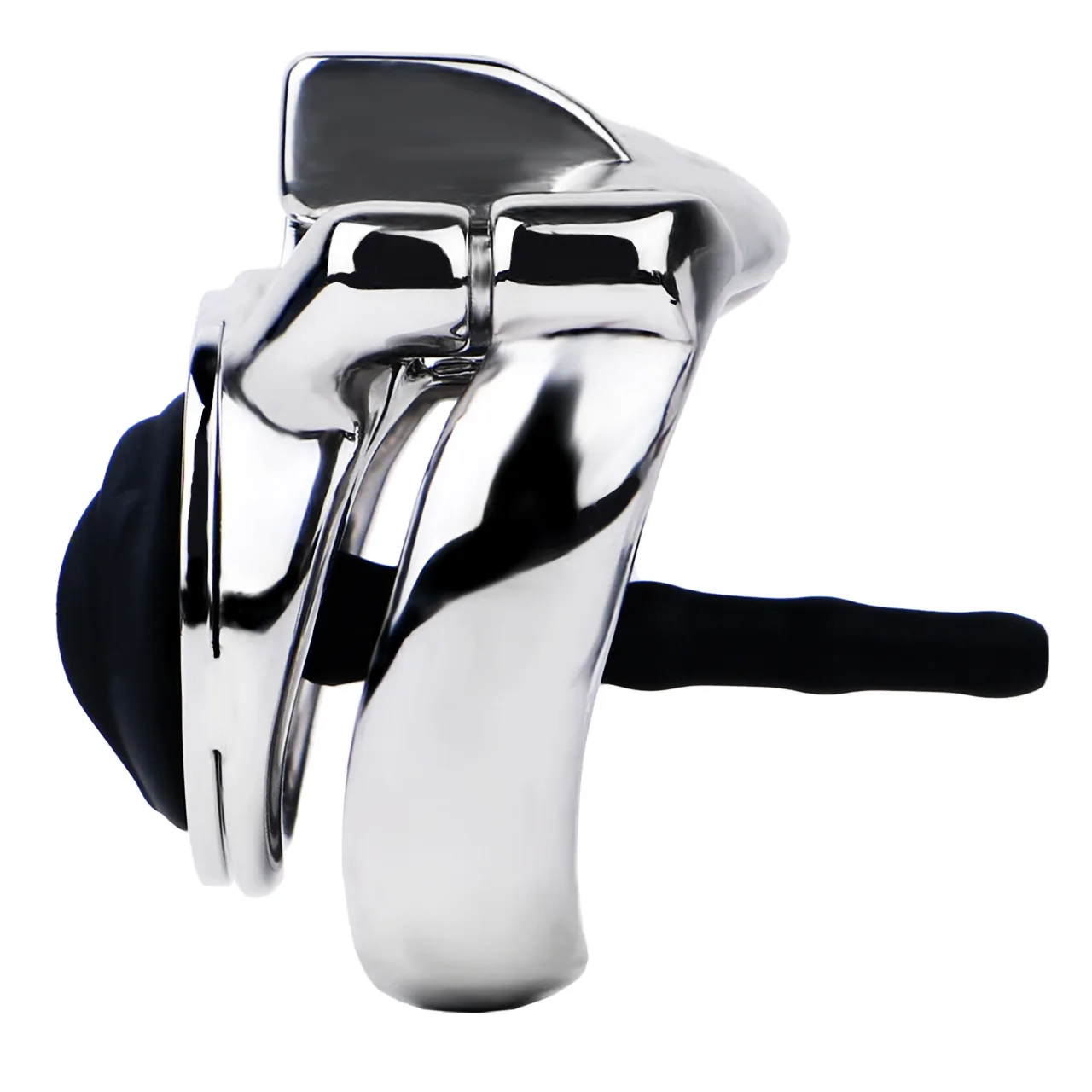 Adult Games Polished Stainless Steel Irregular Cutout Chastity Cage, Men's Breathable Intimate Device Sex Toy