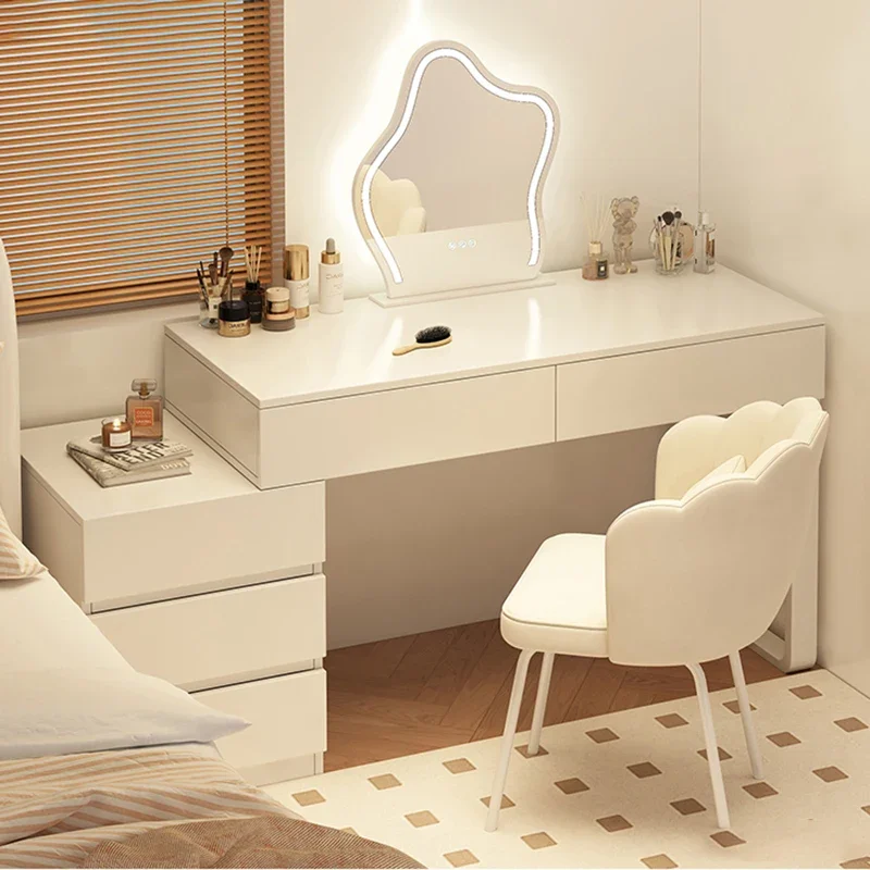 Tocador minimalista elegante, almacenamiento, mesa de tocador moderna clásica nórdica, muebles para el hogar simples europeos