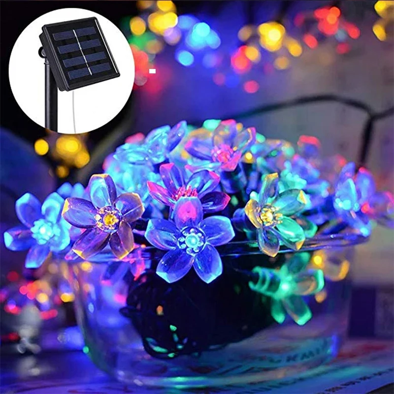 

Outdoor Waterproof For Backyard Garden Lawn Fence Patio Decoration Solar Powered Flower Garland Festoon LED String Fairy Light