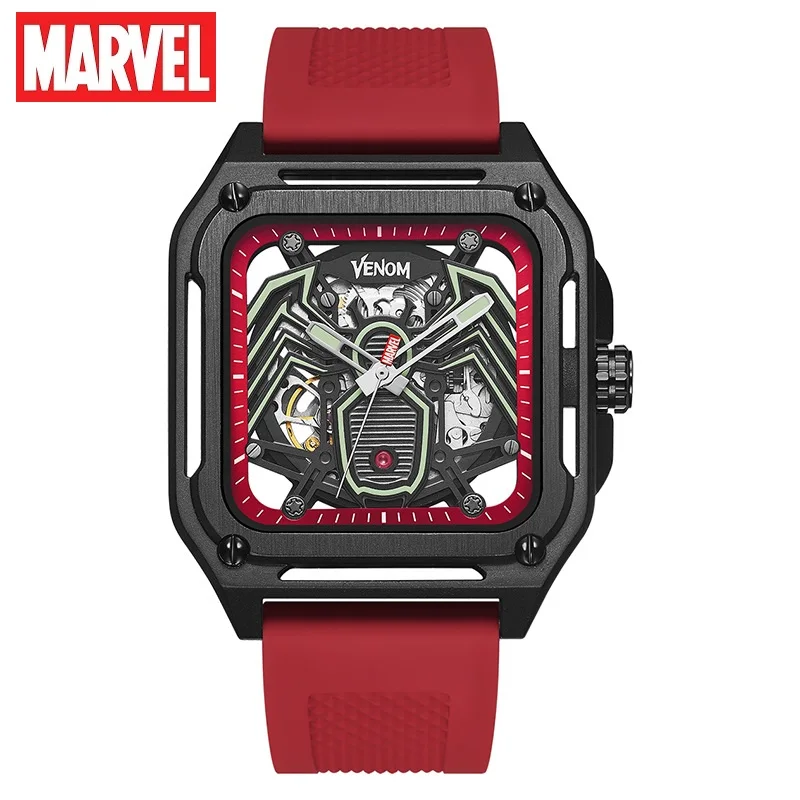 

Marvel Venom The Avengers For Mens Watch Self Automatic Mechanical Wristwatch Rectangle 3D Dial Silicone Strap Relogio Masculino