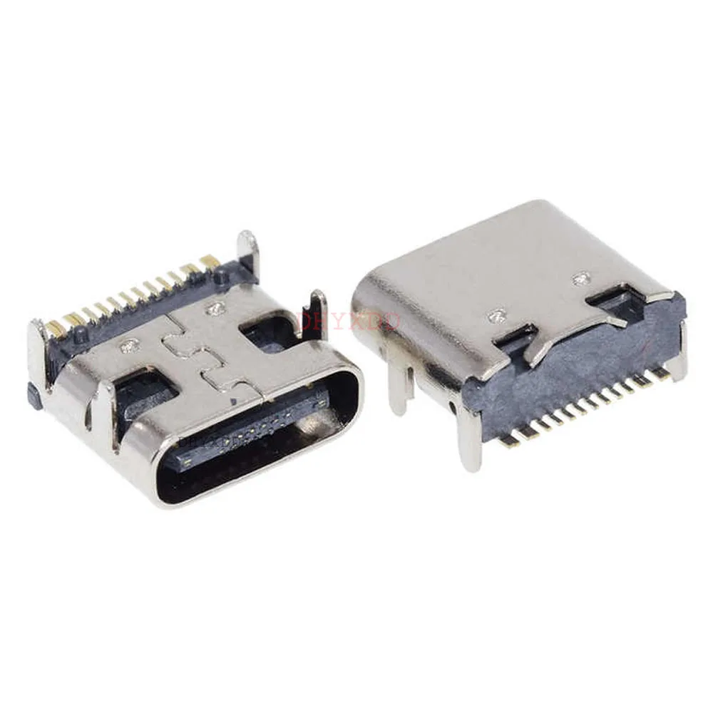 Puerto de carga SMT hembra, Conector de soldadura PCB, USB 3,1 tipo C, 16 Pines, 10 Uds.