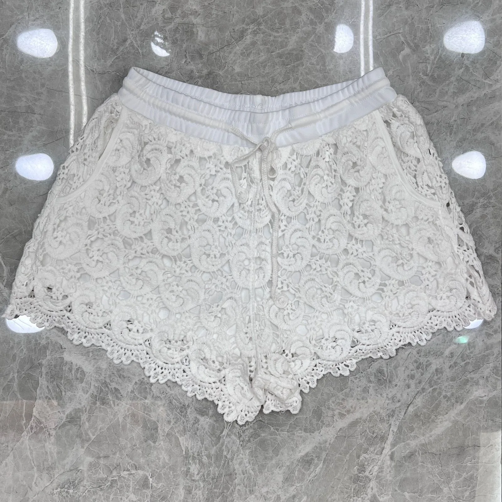 Woman Crochet Square Shorts Embroidery Shorts Women Summer Embroideried Cotton Short Pants