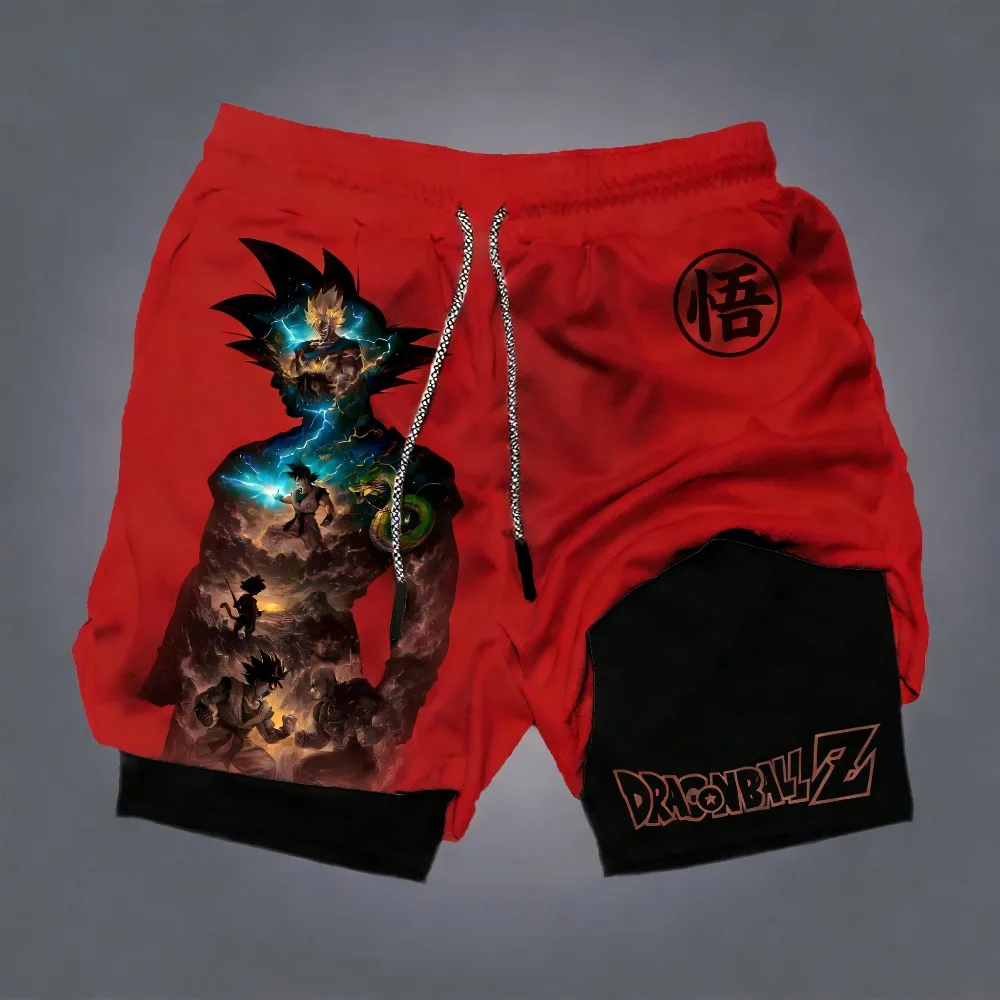 

Dragon Ball Kakarotto Harajuku Anime Printed 2026 Summer Unisex Loose Sports Breathable Speed Drying Double Layer Shorts