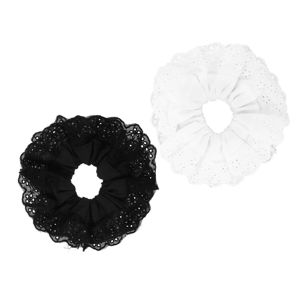 

2 Pcs Hollow Lace Hair Tie Scrunchies For Women's Baby Accessories Ponytail Holders Clips Girl