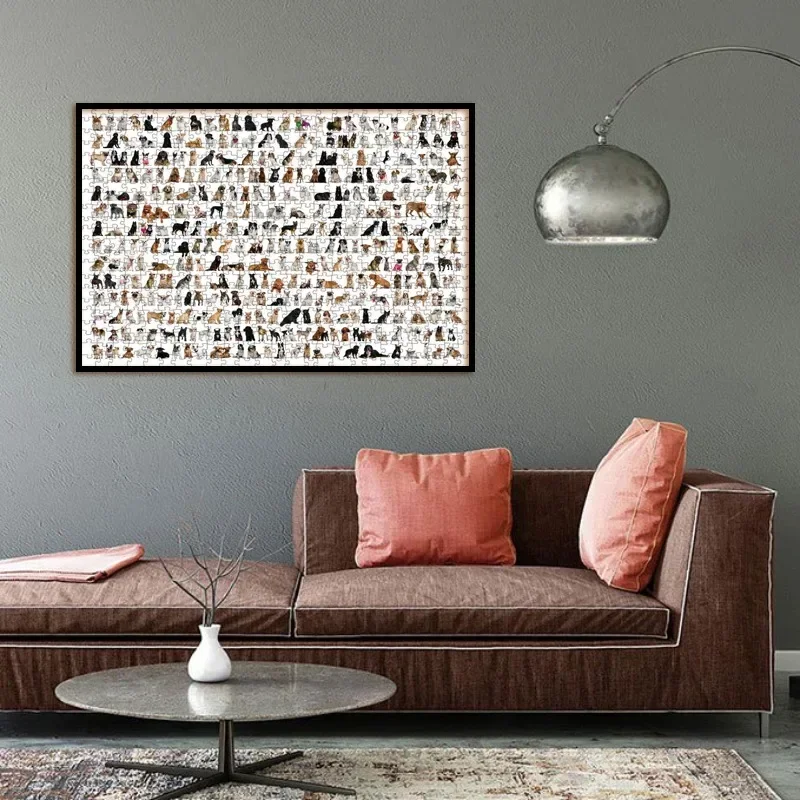 75*50cm quebra-cabeça de madeira 1000 pçs filhotes animais adulto brinquedos de entretenimento educativo presente de natal jogo da família