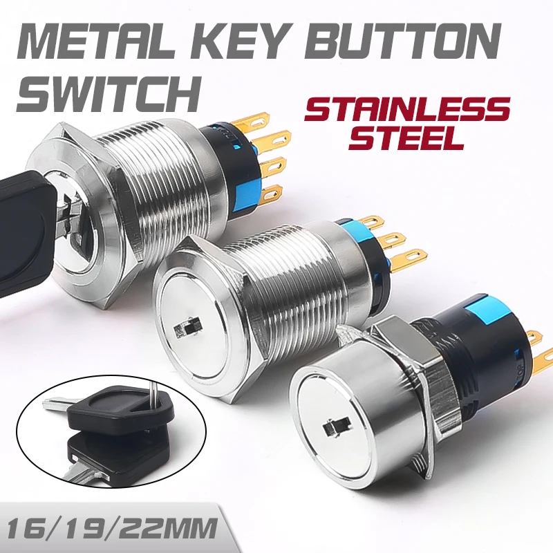 

16mm 19mm 22mm Stainless Steel Waterproof with key Metal Knob Switch 2/3 Positions 3/6 Pin Power Button Switch