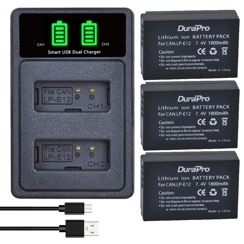 LP-E12 Bateria LPE12 LP E12 Camera Battery / Charger For Canon EOS M10 EOS Rebel SL1 EOS 100 100D EOS M2 EOS M50 EOS Kiss X7
