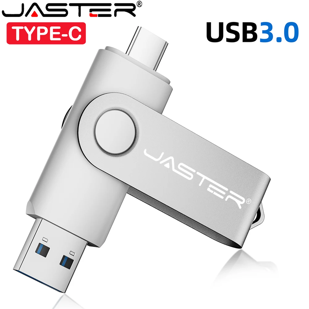 JASTER TYPE-C USB3.0 2IN1 High Speed Pen Drive 128GB Business Gift USB 3.0 Flash Drive 64GB Metal Memory Stick 32GB Pendrive 16G
