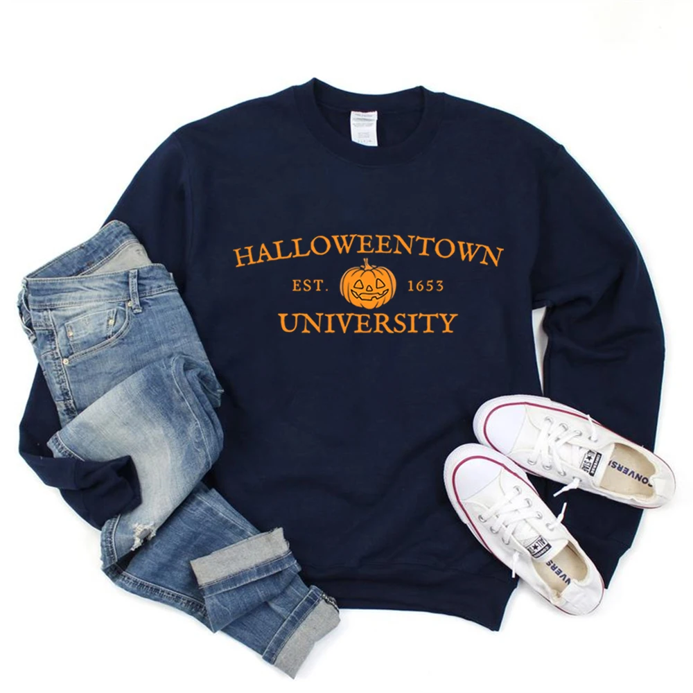 Halloweentown University Est 1998 Sweatshirt HalloweenTown Hoodie Pumpkin Graphic Pullover Halloween Party Sweatshirts Fall Tops