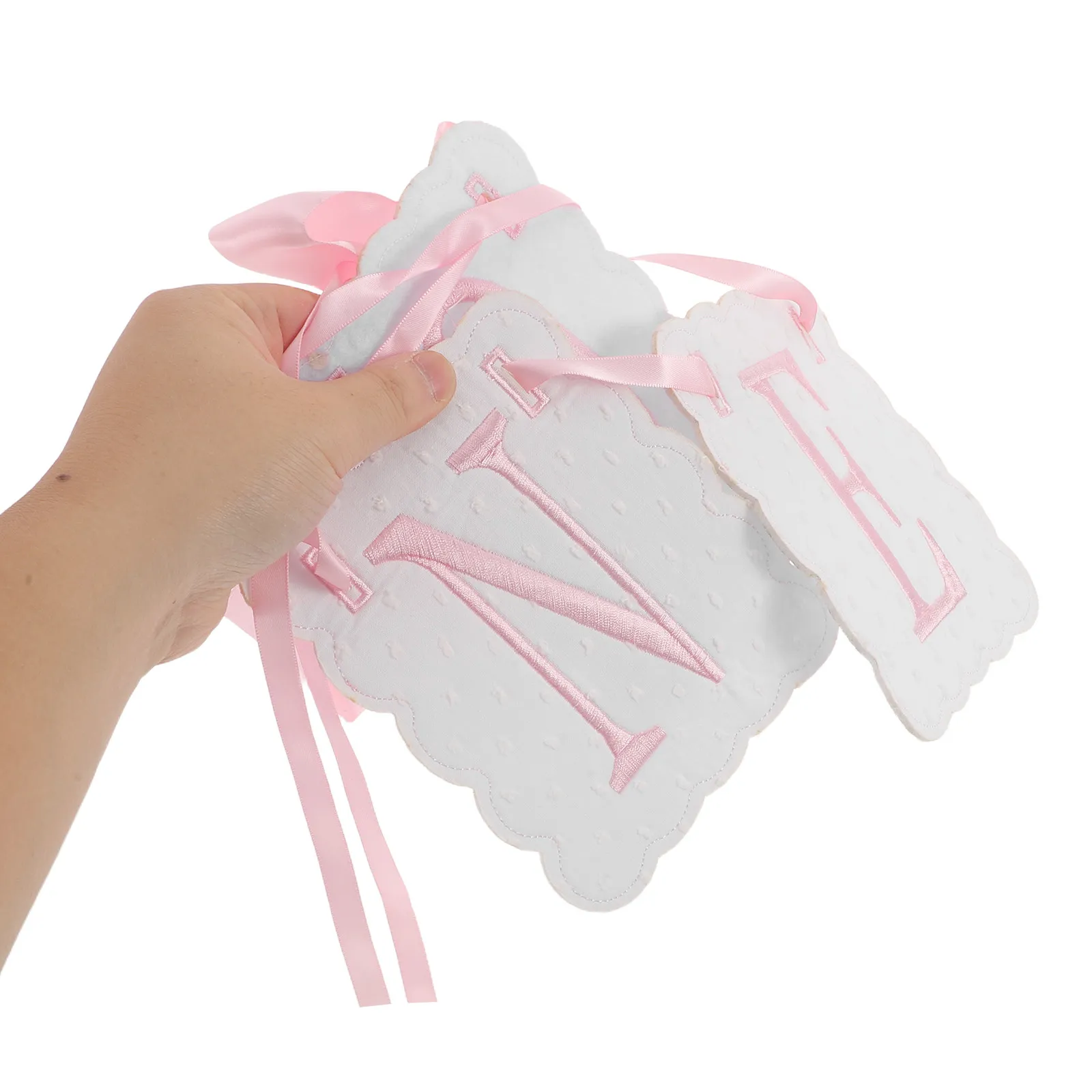 First Birthday Highchair Banner Pink Bow Embroidered Tassel Garland Decoration One Banner Birthday Decorations