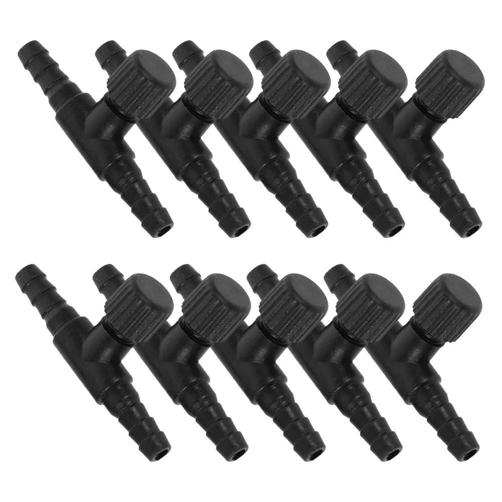 10Pcs T Shaped Aquarium Air Pump Control Valve Plastic Regulator for 5Mm Hose Fish Tank Oxygen Management