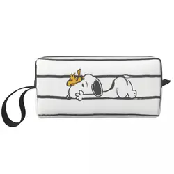 Custom Snoopy & Woodstock Smile Giggle ride Cosmetic Bag Women Cartoon Comic Dog Makeup Case Beauty Storage borse da toilette