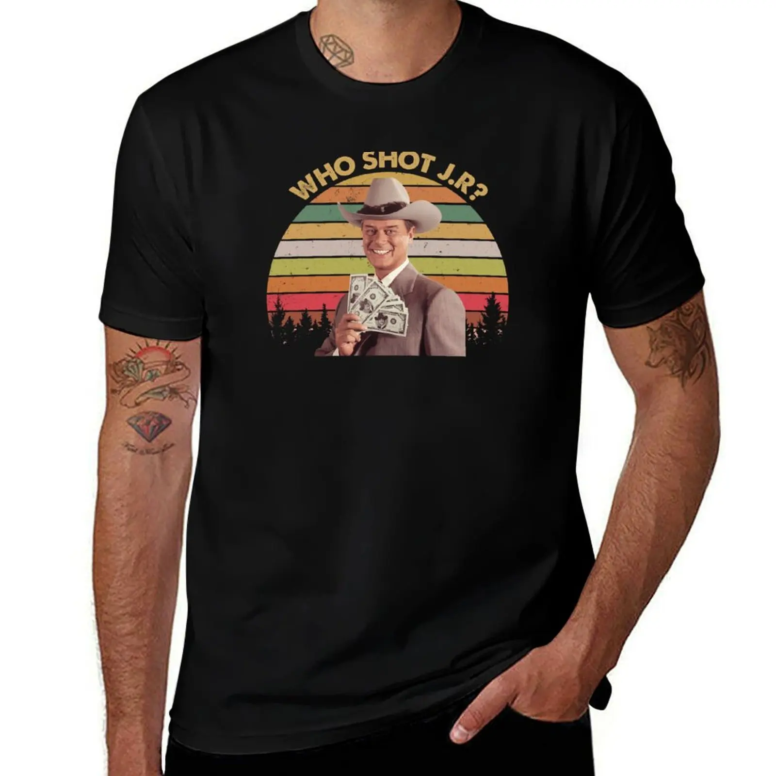 Who Shot J R Shirts, J. R. Ewing Dallas Shirt, Movie Poster Gifts, Funny Shirts, Custom Shirt, 70s Vintage Retro Movie T T-Shirt