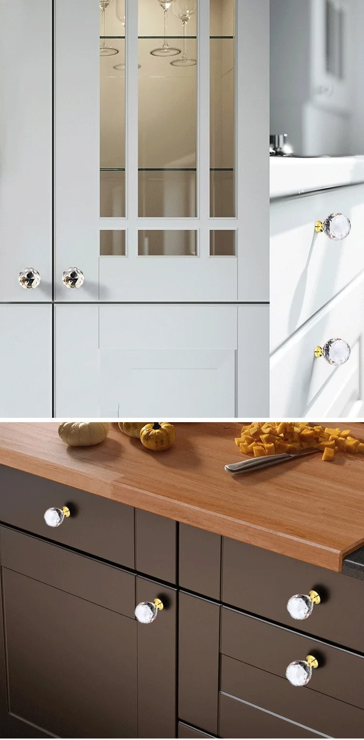 2 Stück 25/30/40 mm Kristallgriffe aus klarem Glas, Schrank- und Schubladengriffe, Küchenschrank- und Kleiderschrankgriffe, Möbel- und Türbeschläge – Detail 8