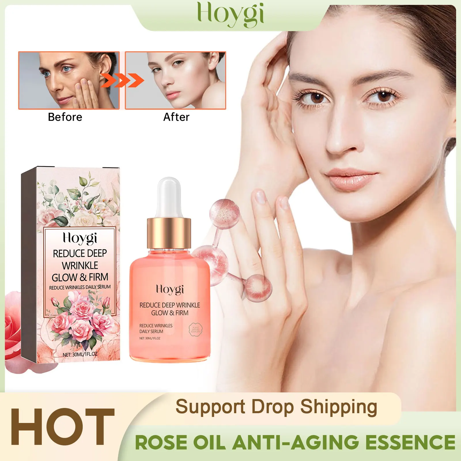 Rose Oil Anti Aging Serum Repair Neck Forehead Fine Line Firming Lifting Oil Control Whitening Dullness Wrinkle Removal Essence