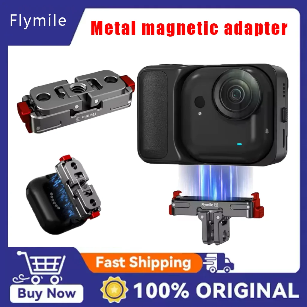 Flymile For Insta360 Go Ultra metal Magnetic Quick Release Adapter Mount Accessories Foldable Dual-Claws Extension Bracket