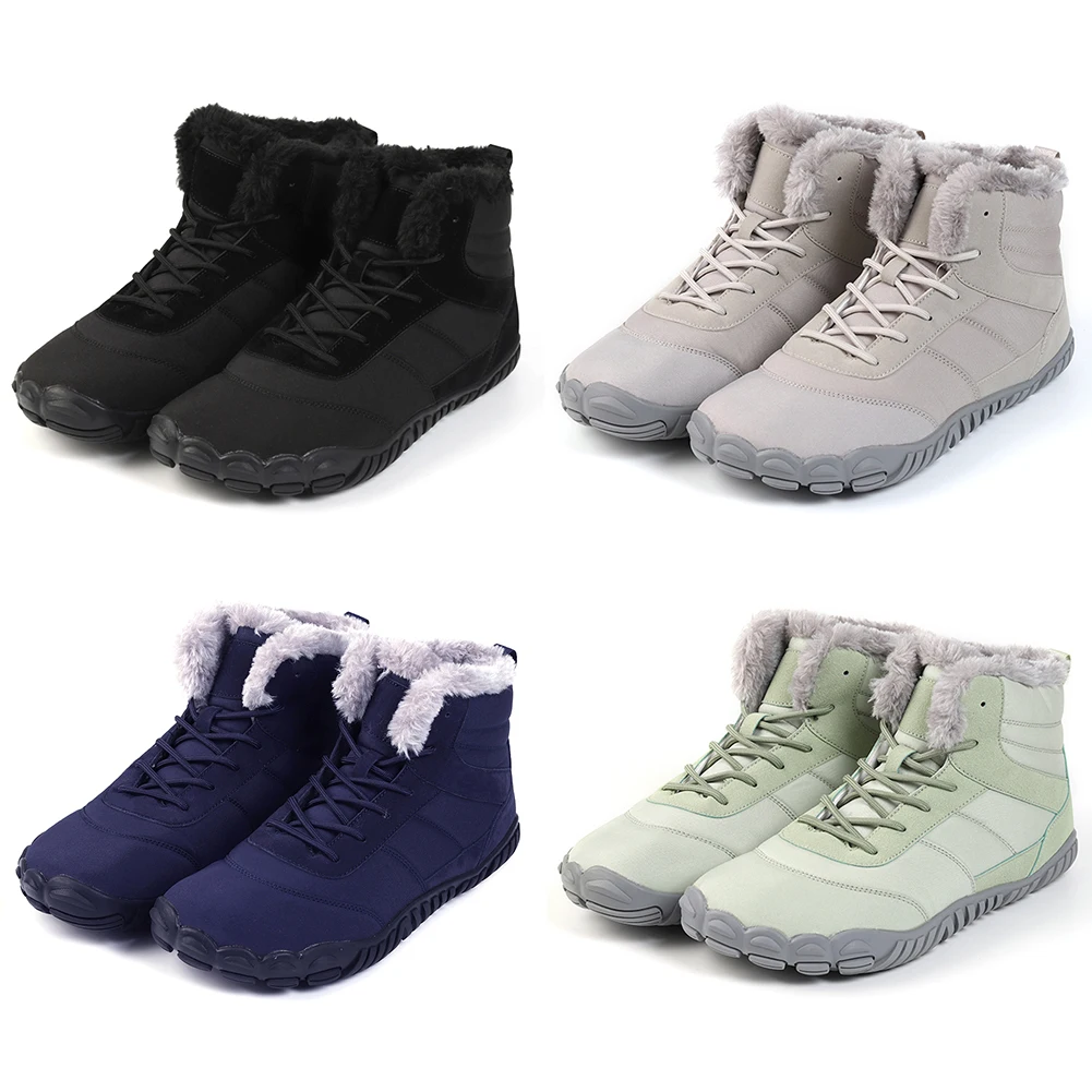 รองเท้าบูทหิมะฤดูหนาว น้ำหนักเบา รองเท้าแบบไม่ใส่ถุงเท้า กันลื่น รองเท้าบูทข้อเท้าลำลอง กันน้ำ บุขนอุ่น สำหรับเดินป่า