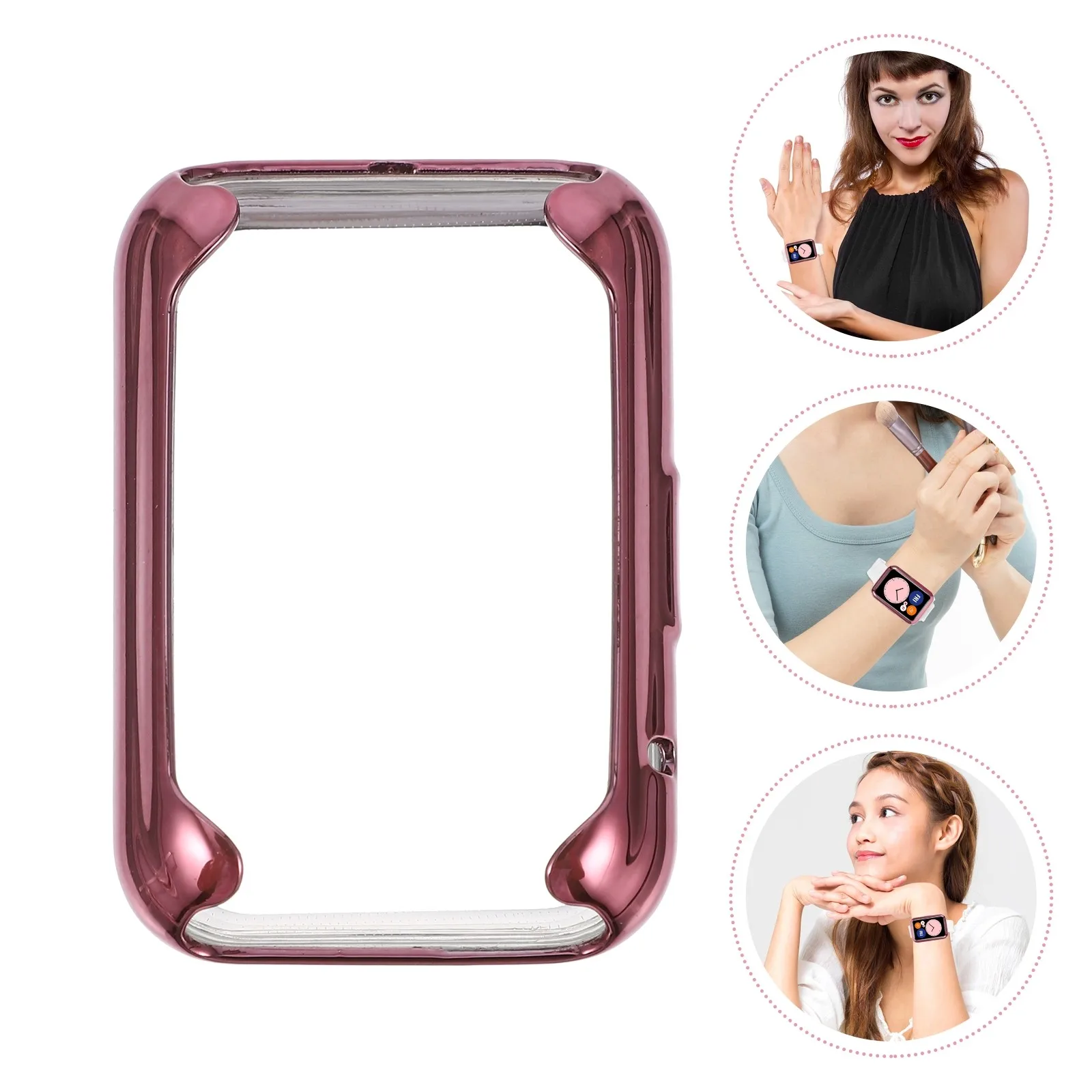 

2Pcs Tpu Watch Protector Cases Electroplated Anti-Drop Watch Covers Compatible for Huawei Smartwatch Protective Shells