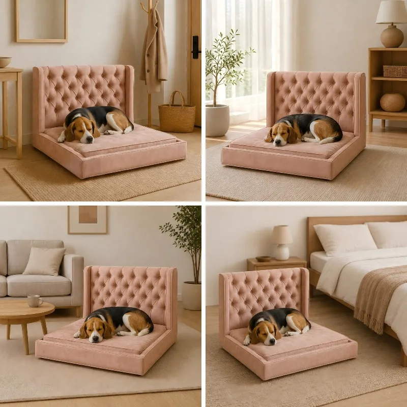 High back pet sofa bed, removable suede kennel, medium and large dog light luxury pull-up dog sofa