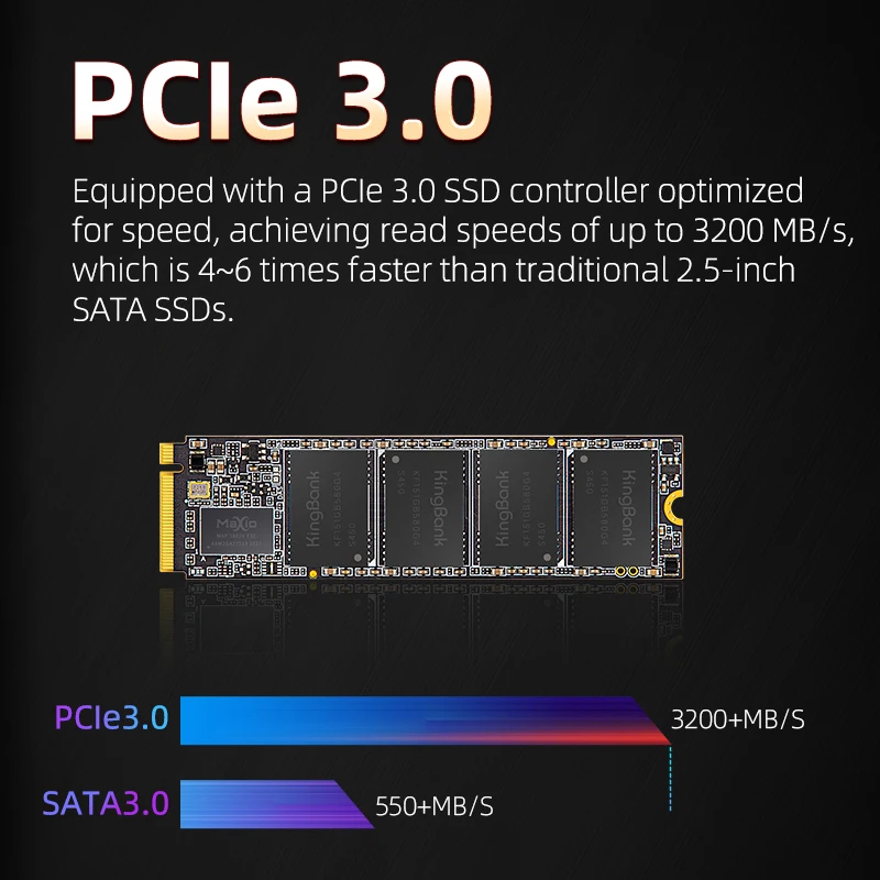 KingBank KP230 SSD NVMe M.2 PCIe 512 GB Solid State Disk 2280 Interne Festplatte für Laptop Desktop Micron Chip 3200 MB/S