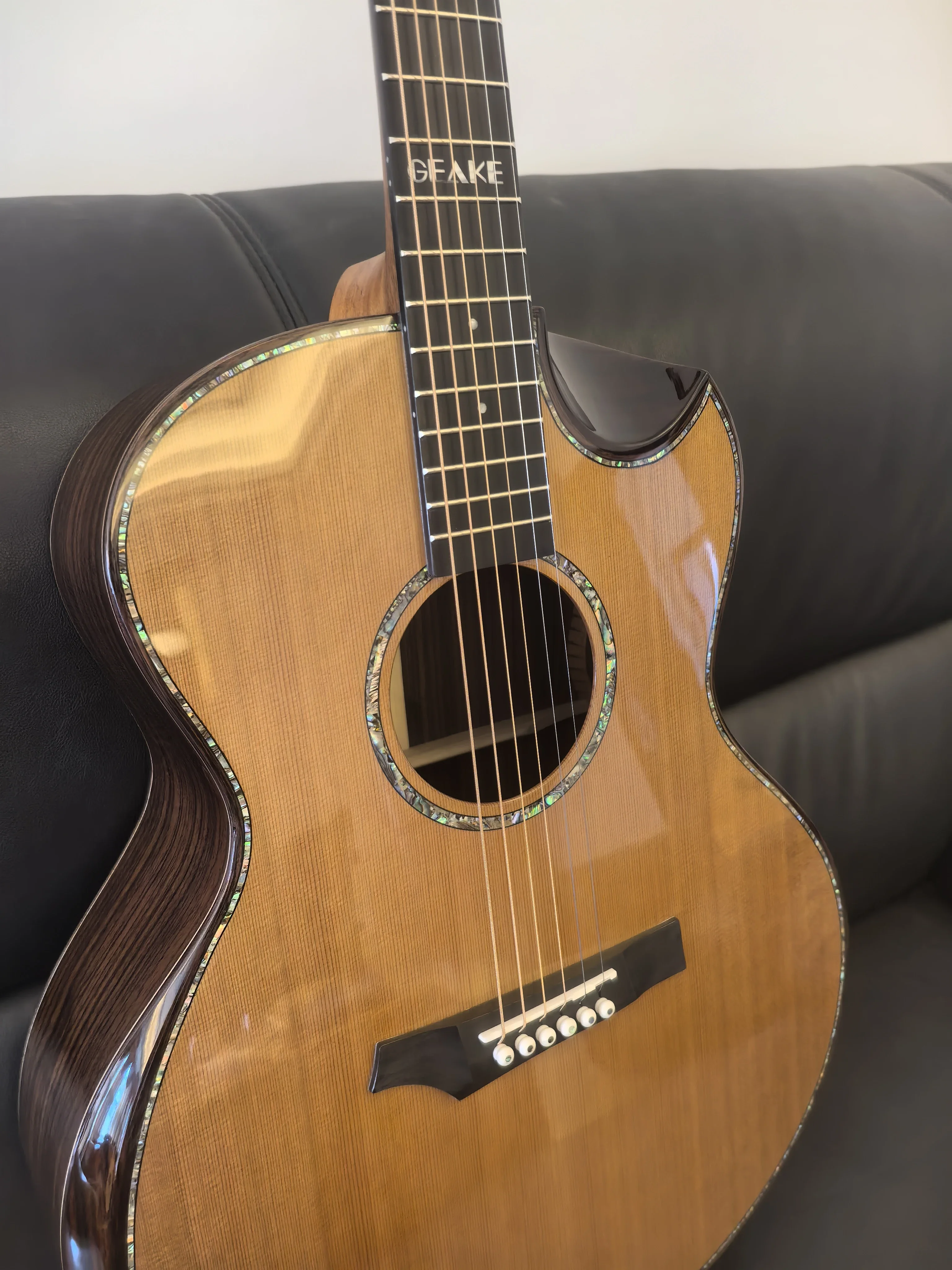 S-600S Geake All Solid High End Handmade High-gloss Solid Cedar Rosewood Acoustic Guitar