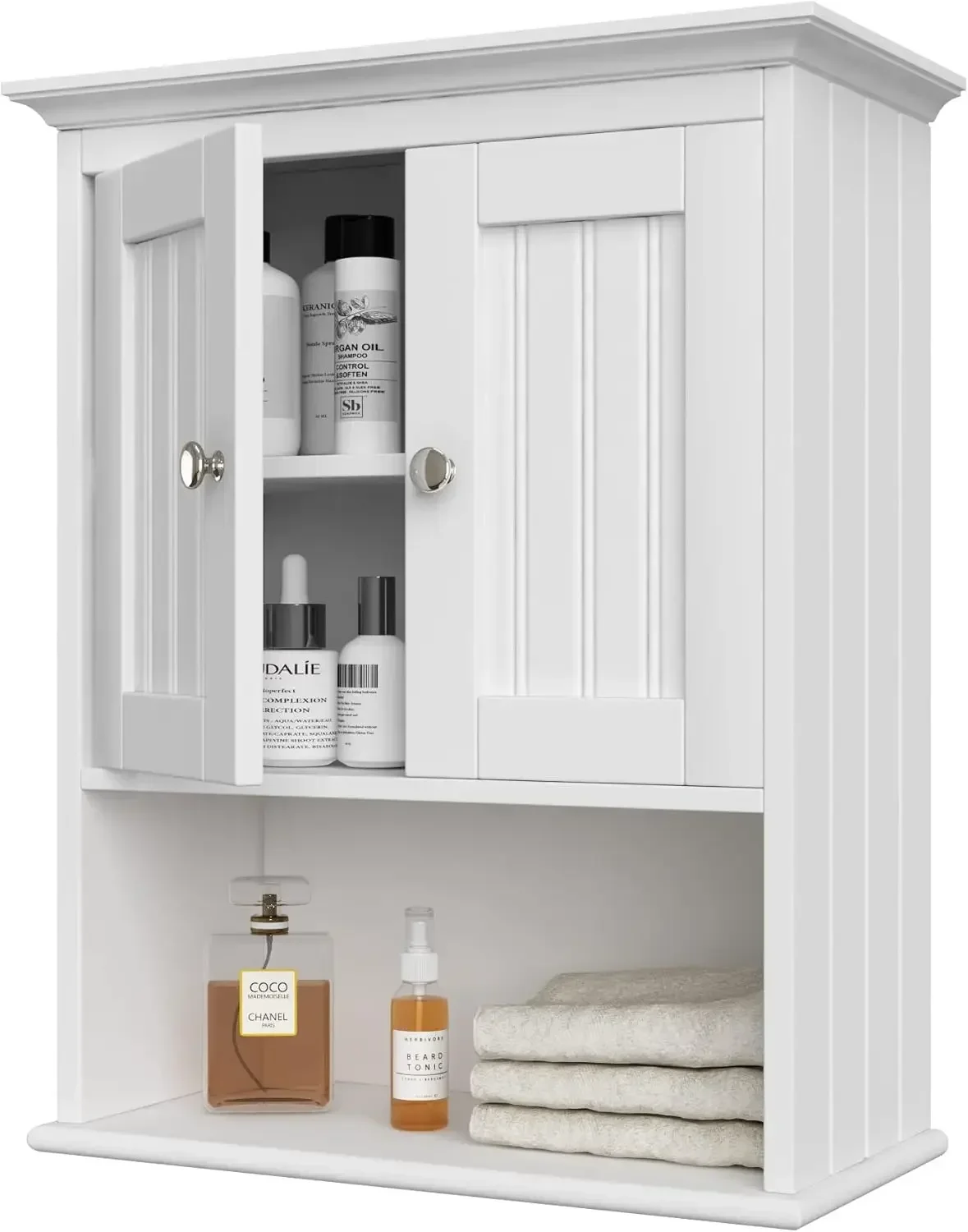 Wood Wall Cabinet, Bathroom Medicine Cabinet Storage with Doors and Adjustable Shelf, Rustic Cabinet Wall Mounted for Bathroom