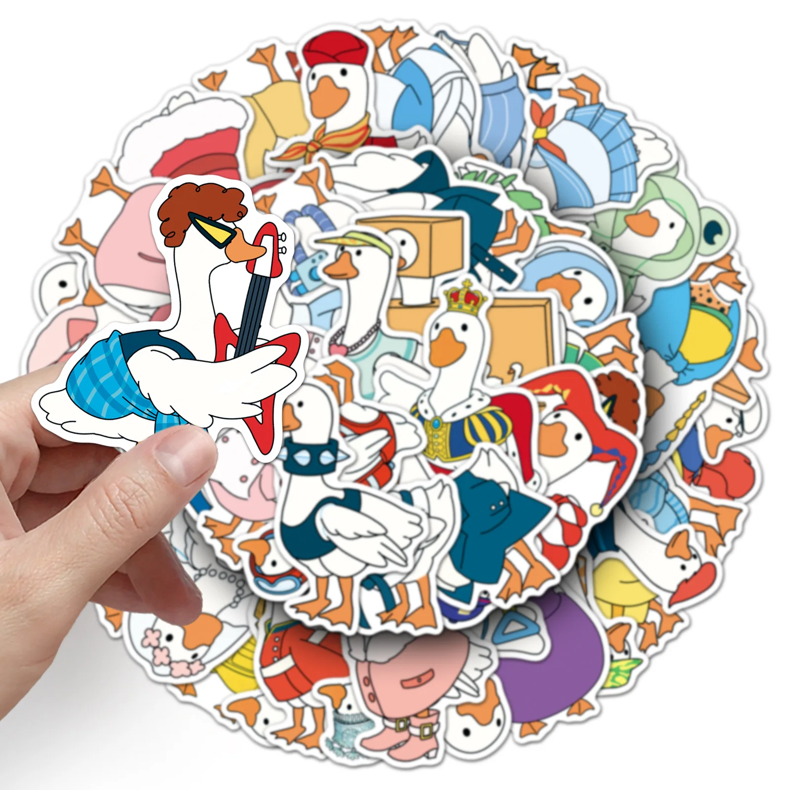 

50 Original White Goose Dress up Show Stickers Cartoon Animal Hand drawn Decoration Milk Tea Cup Waterproof Stickers