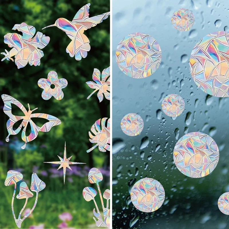 Sun Catcher Window Stickers Butterfly Stained Rainbow Prism Glass Sticker for Home Kids Bedroom Decoration Christmas New Year