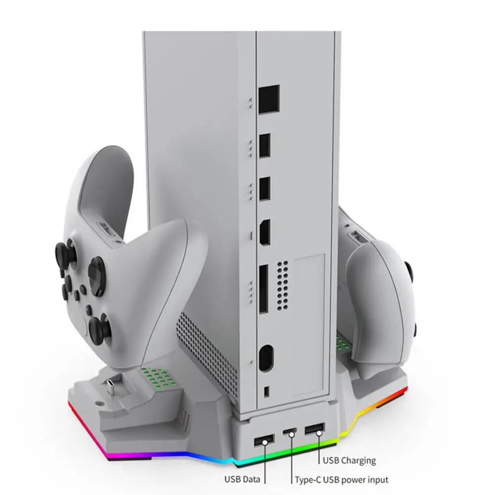 Gaming Accessory Organizer Dual-controller Charging Station Vertical Rgb Stand with Dual Controller Charging Station for Xbox