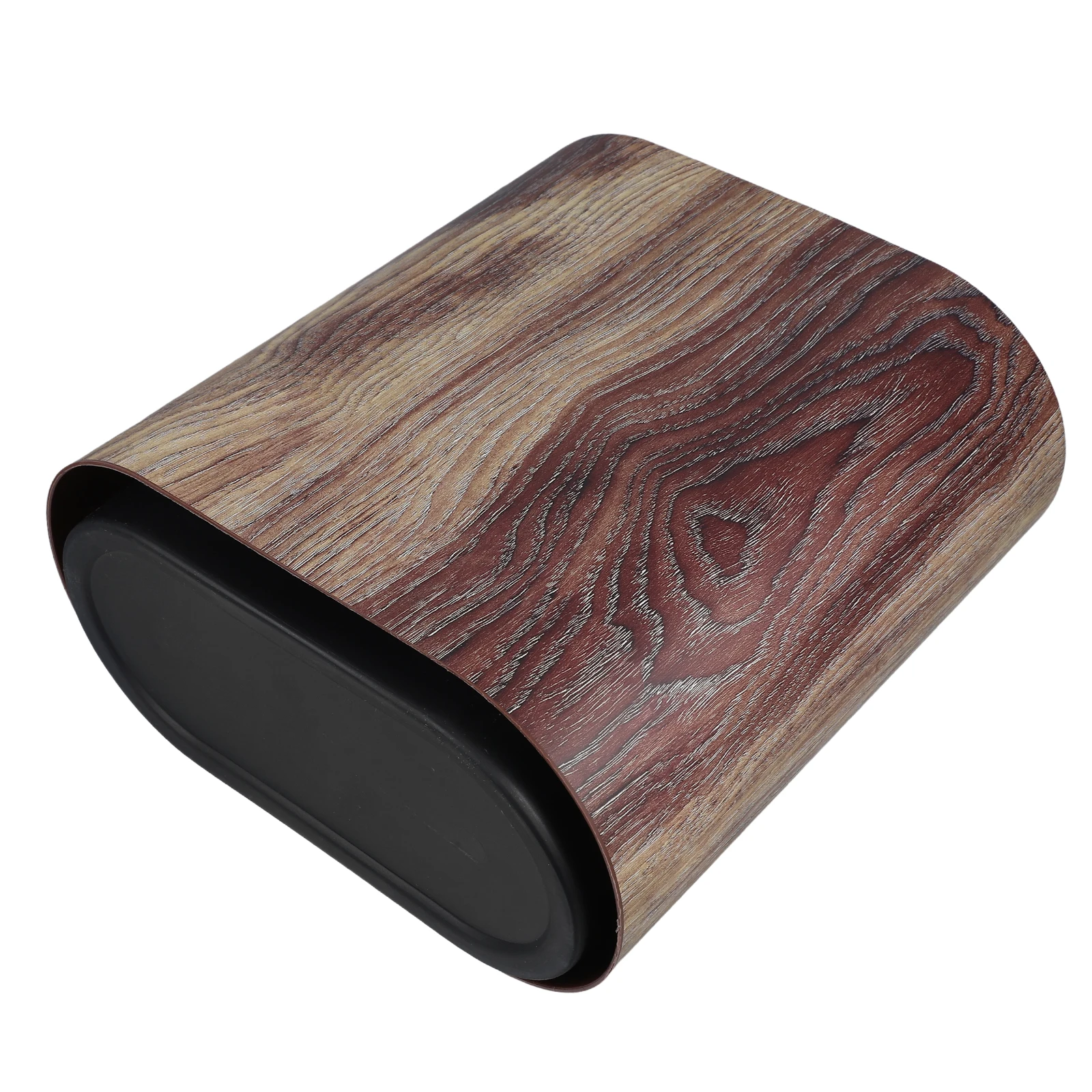

Wood Grain Trash Can Lid Space-Saving Design Bathroom Kitchen Living Room Office Compact Waste Container Elegant Decor