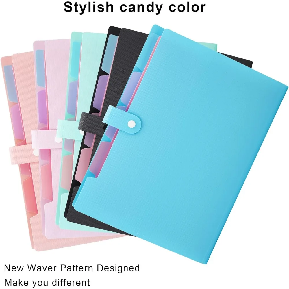 Portable Expanding File Folder with 5 Colorful Pockets Weave Pattern Accordion Organizer A4 Letter Size Document Folder for Office School Supplies Purple view 2