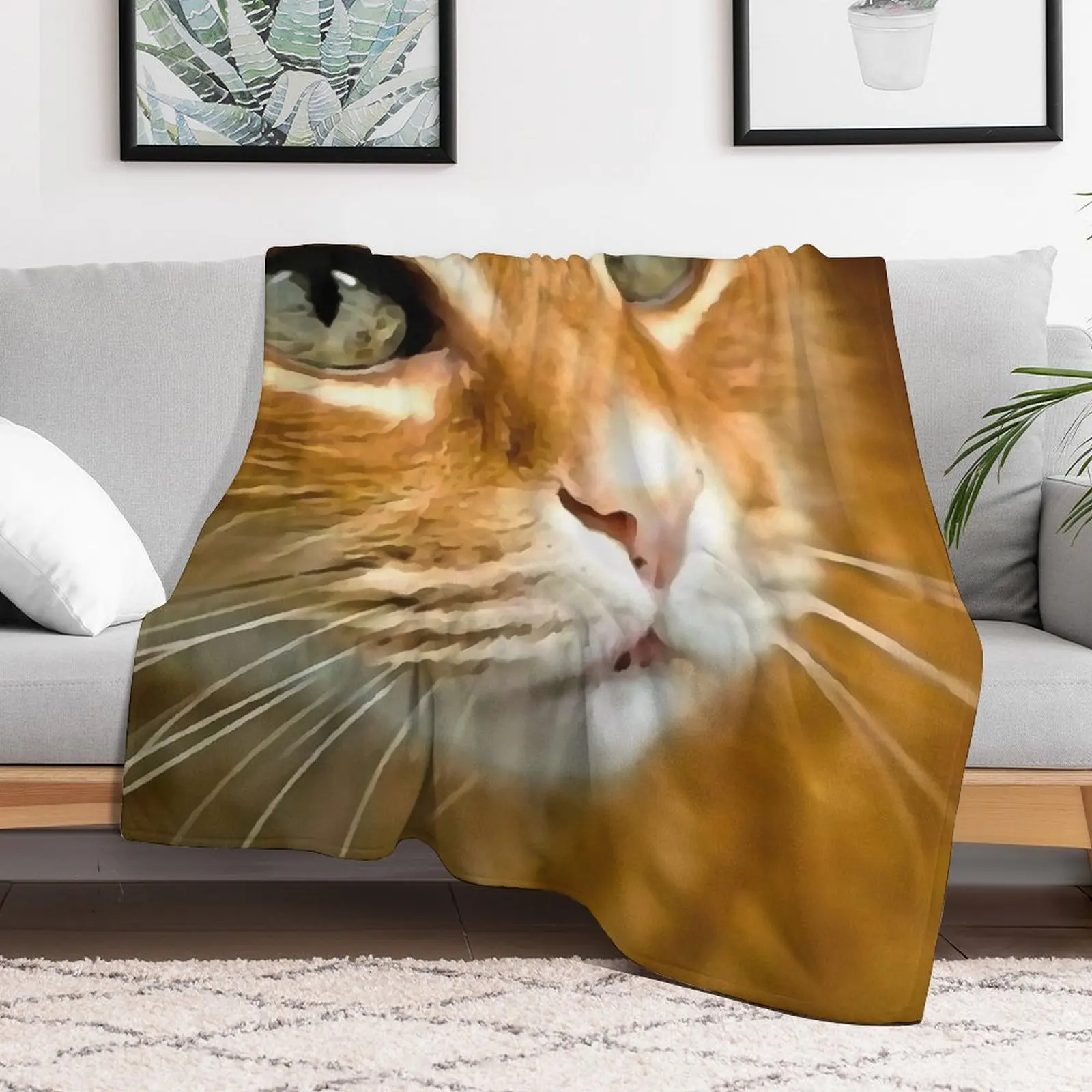 Adorable Ginger Tabby Cat Posing Artistic Pet Portrait Throw Blanket