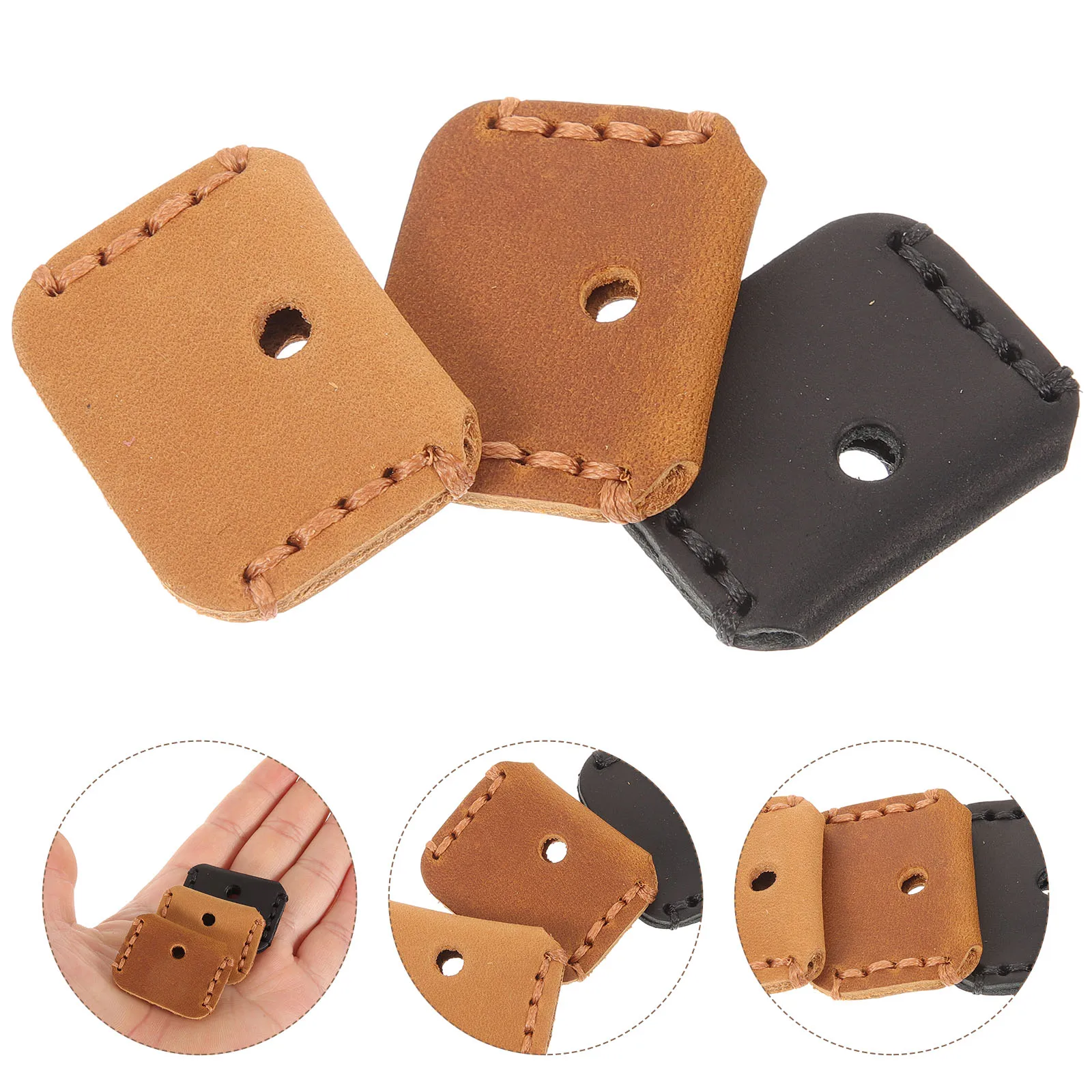

3pcs Key Covers Anti Wear Material Protective Car Key Chain Cover Black Brown Simple Design Practical Use