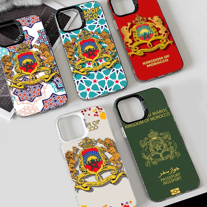 1pc Kingdom Of Morocco Phone Case Phone Case IMD Color Silver Shell For IPhone 16 15 14 13 12 11 Pro Max Plus