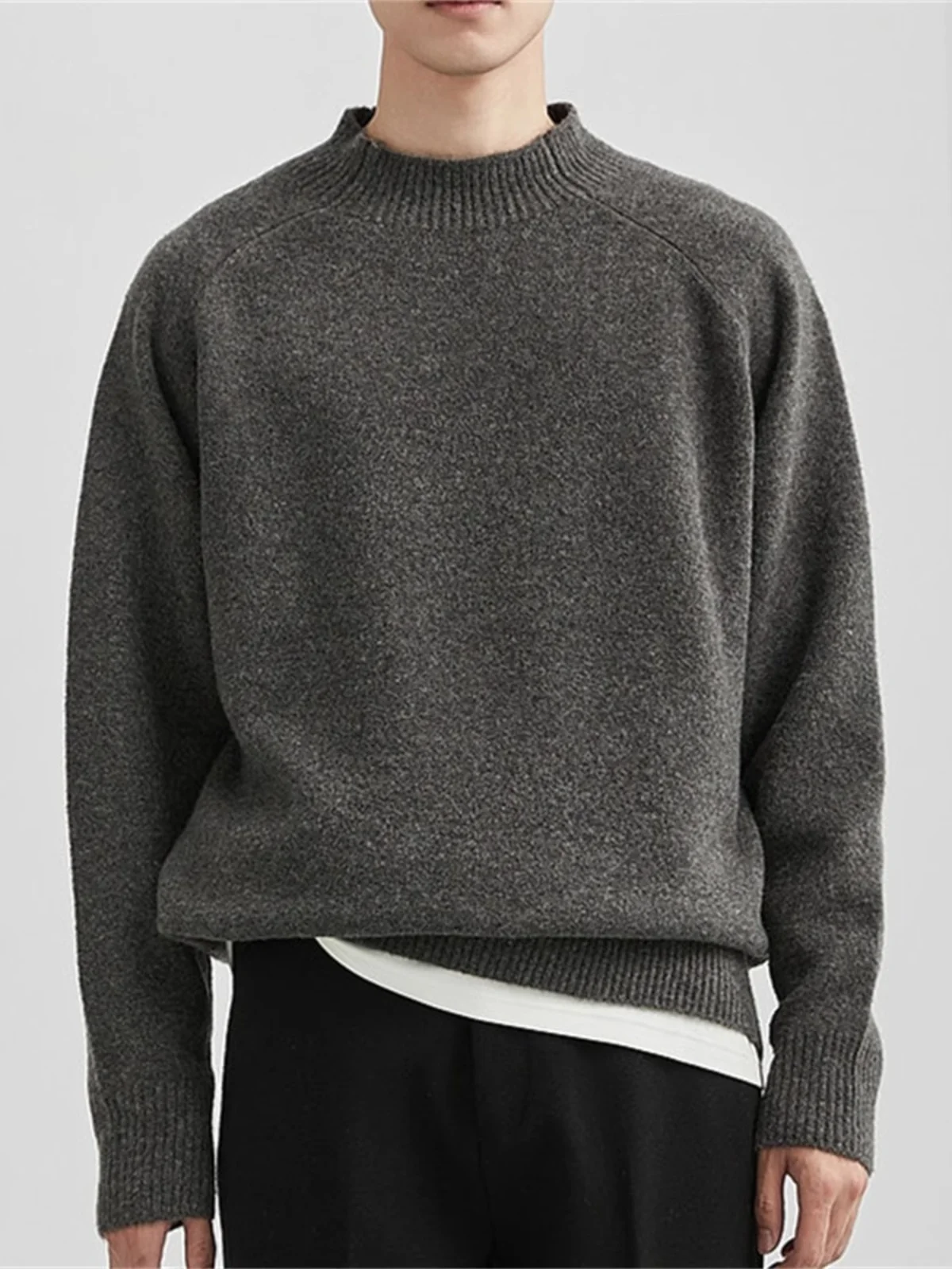 

Casual Mid-Ne Knitted Sweater Men's Autumn Winter New Sle Overhead Warm Base irt Long Sve Youth Faion Winter Sweater