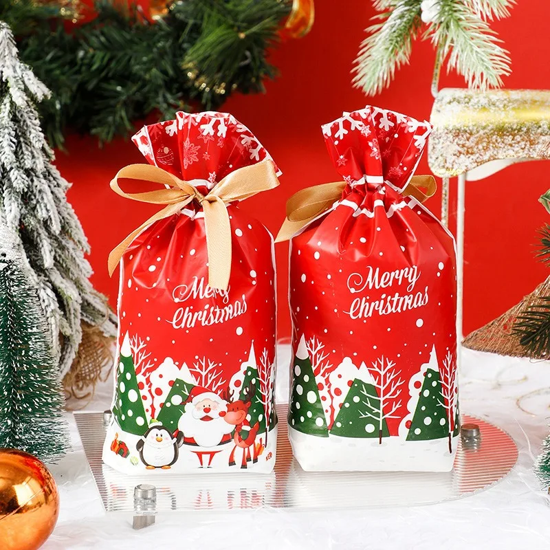 Frohe Weihnachten Süßigkeiten Tasche Santa Geschenk Tasche Schneeflocke Kordelzug Tasche Weihnachtsdekorationen für Zuhause Neujahr 2025, Weihnachtsgeschenke – Detail 14