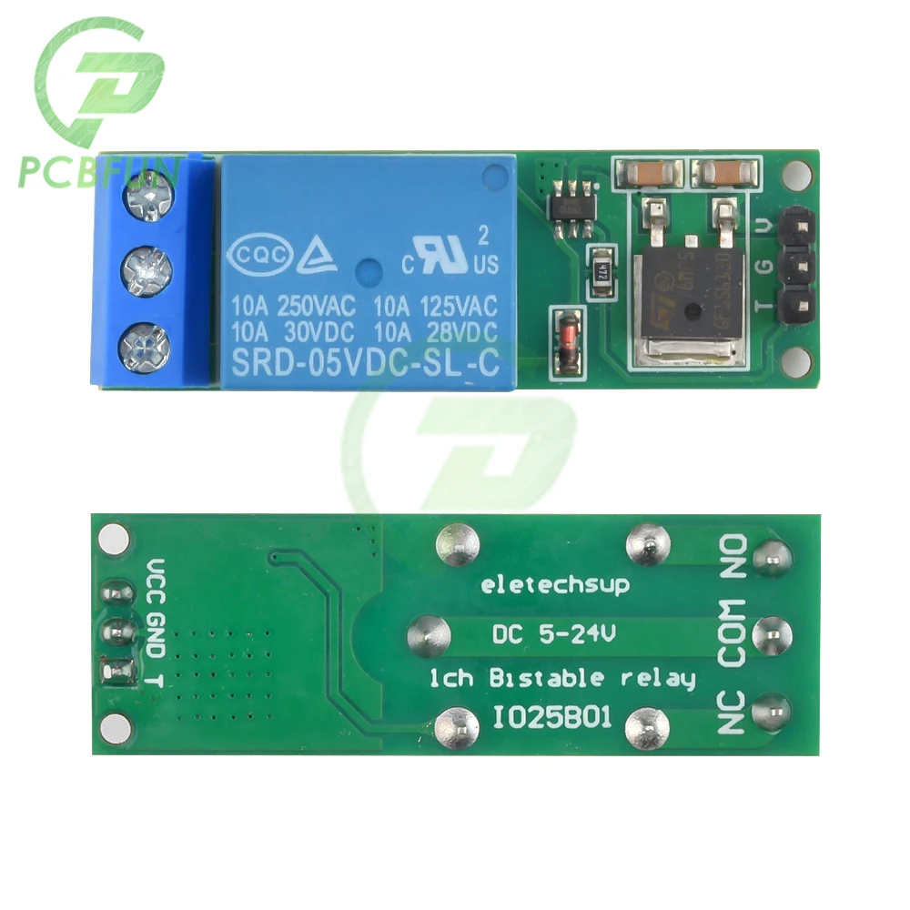 

DC 6-24V Flip-Flop Latch Relay Module Bistable Self-Locking Switch for Smart Home LED Car Low Pulse Trigger Board