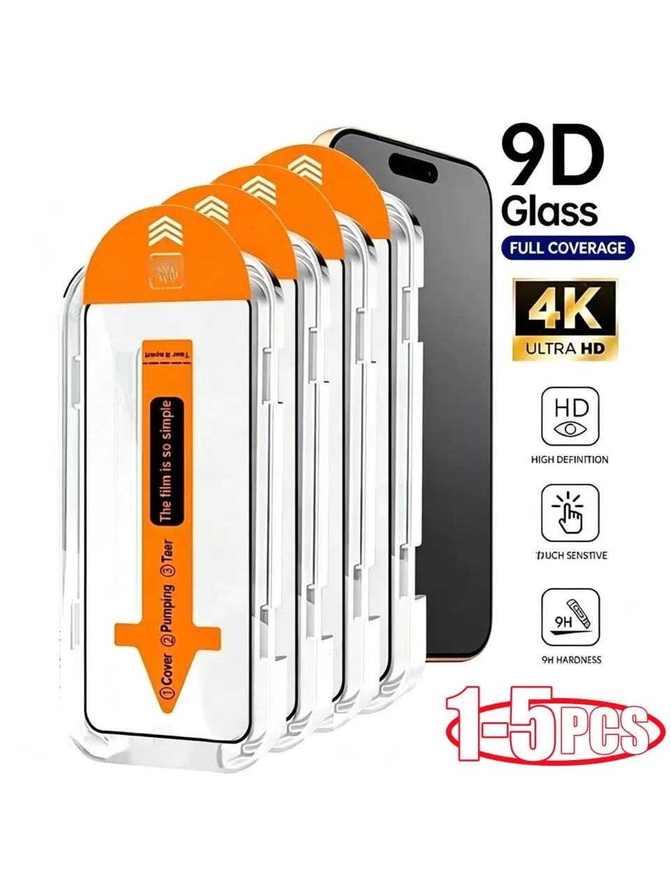 1-5 szt. Szkło Hartowane Bezpyłowe, Łatwe w Montażu, Ochronne na Ekran do iPhone 16 15 14 11 13 Pro 15 17 Pro Max 12 Mini XS X XR — 2