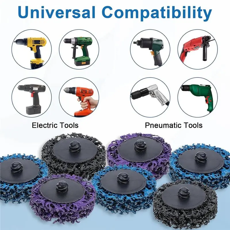 ABDJ-For Die Grinder& Drill Compatible 2 Inch Fast Change Strip Discs 63 Pcs Diamond-Coated Nylon Mesh, 1/4