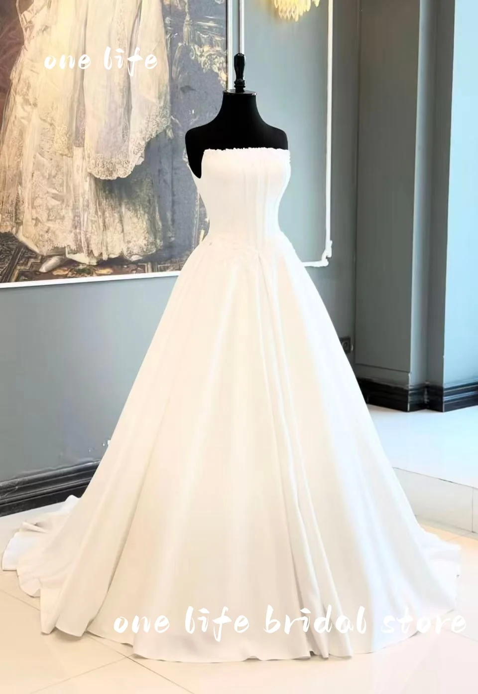 OL Vintage Satin robes de mariée sans bretelles robe de bal robes de mariée sans manches princesse robe de mariée personnaliser taille vestido de novia