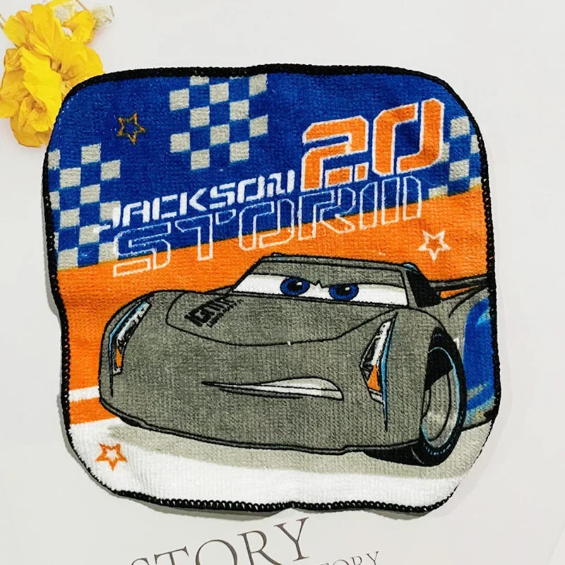 Disney Cotton Cartoon Square Towel Boy Child Car McQueen Saliva  Small Hand Towel Kndergarten Handkerchief 15x15cm