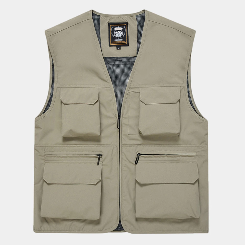 Men Multi Pockets Vest Men's New Breathable Outdoor Fishing Vest Quality Design Leisure High Tech Male Jacket Fashion Vest