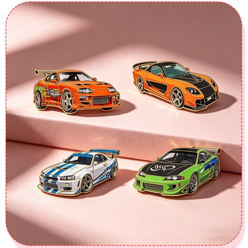 New Fashion Cartoon Racing Car Brooch Metal Pin Badge Unisex DIY for Clothes Bags Shoes Hat Scarf T-shirt Jeans Accessories